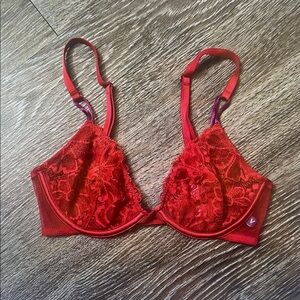 Red Lace Underwire Bra